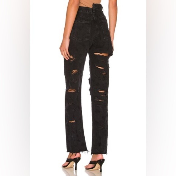 AGOLDE Feverish Black Distressed High Rise Criss Cross Straight Leg Jeans NWT 27 - Picture 3 of 12